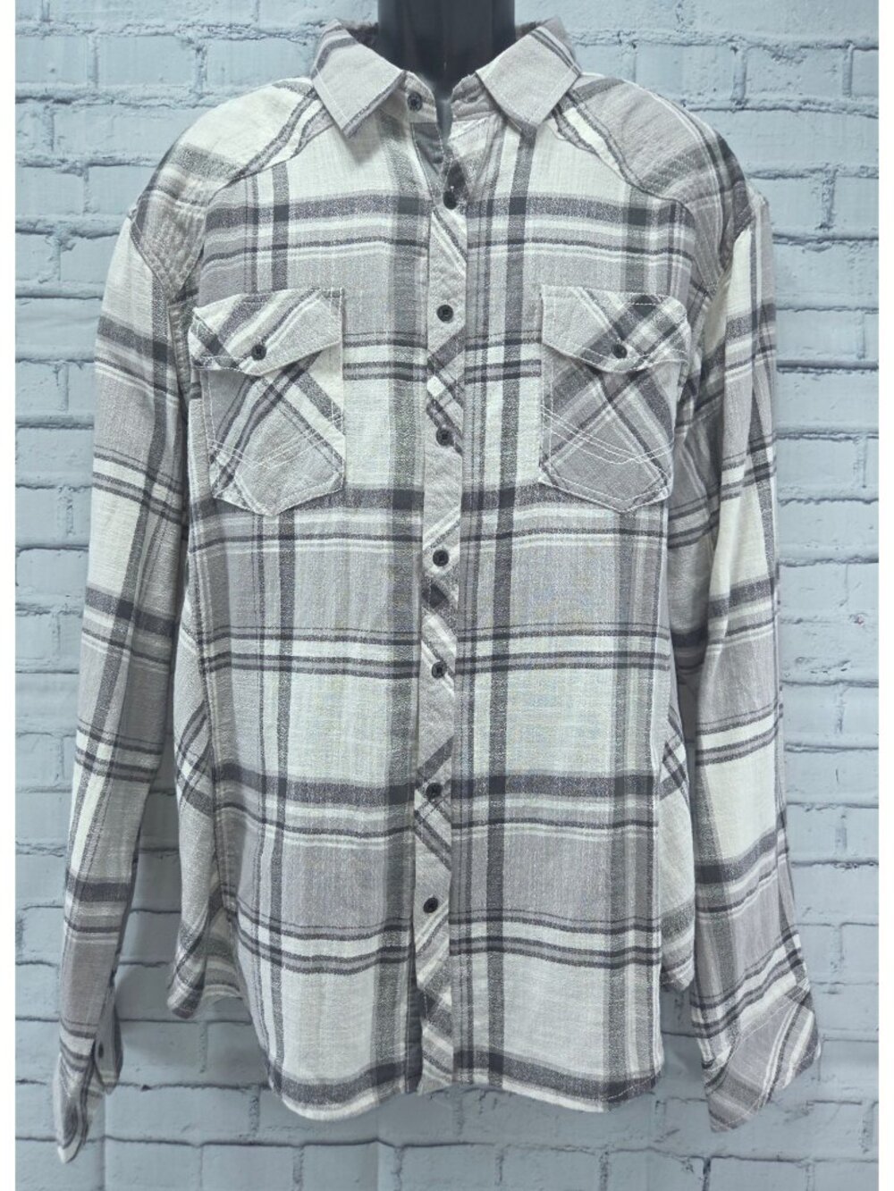 BKE Mens Athletic Fit Grey Plaid Button-Up Shirt XXL NWT